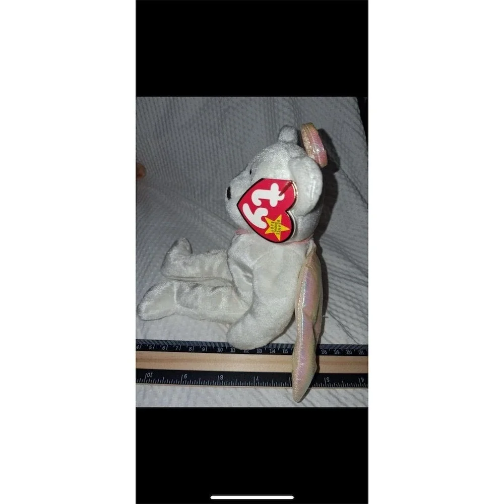 TY Beanie Babies Halo the Angel‎ Bear Plush 1998 Vintage White Bear